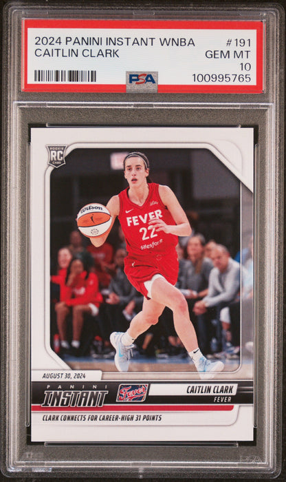 Graded 2024 Panini Instant WNBA Caitlin Clark #191 Rookie RC Basketball Card PSA 10 Gem Mint