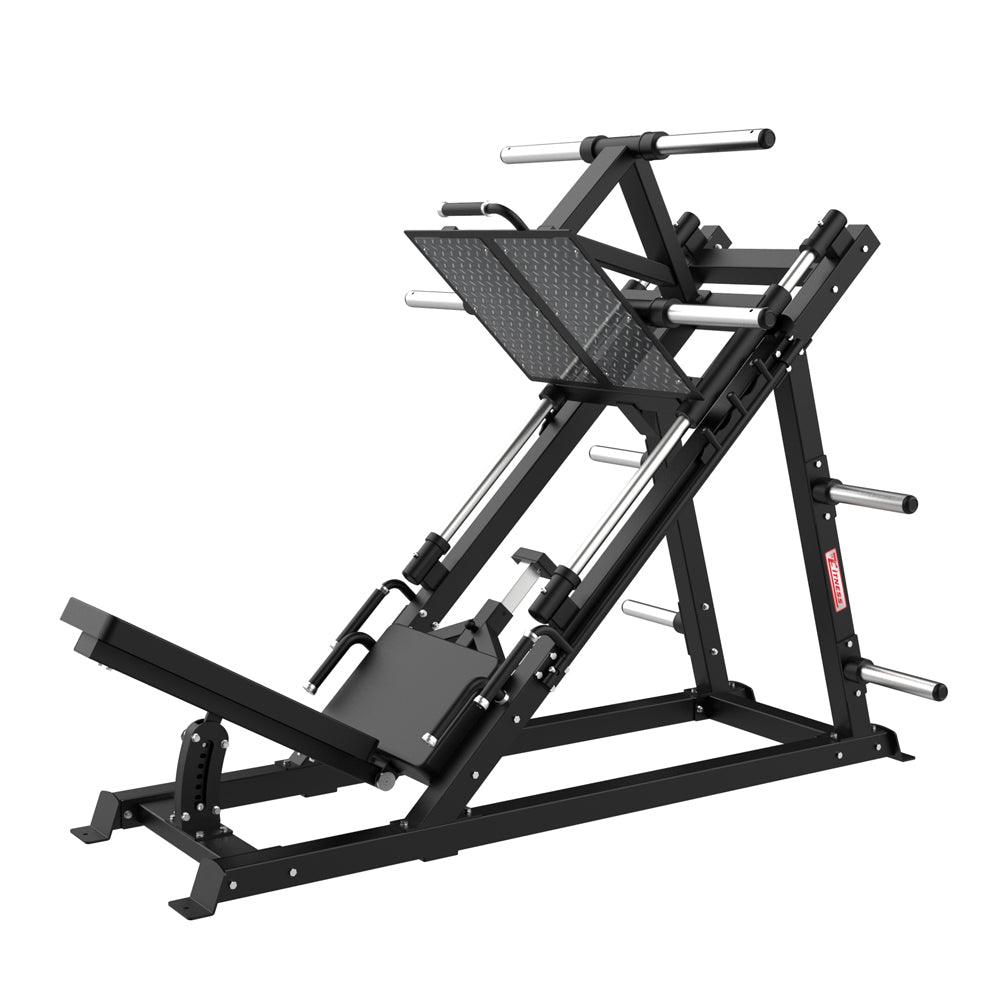 Excel Open Linear Bearing Leg Press - Muscle D Fitness - Plate Load Leg Machine - Weight Storage Pegs - Adjustable Seat
