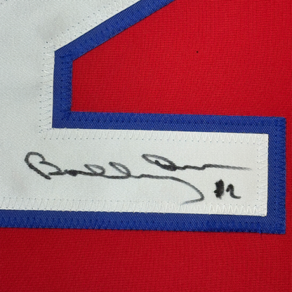 Framed Autographed/Signed Bobby Orr 35x39 Oshawa Red Hockey Jersey JSA COA