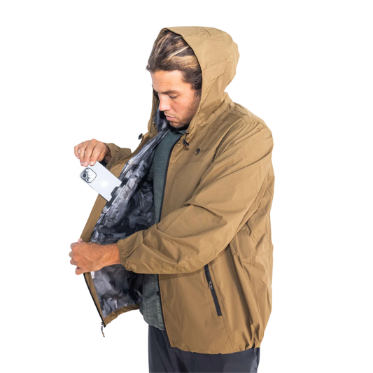 Waterproof Rain Jacket With A Waterproof Pocket