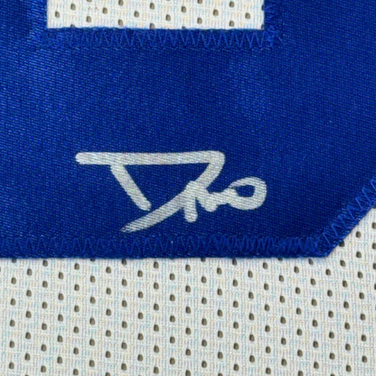 Framed Autographed/Signed DeMarvion Overshown 35x39 Dallas White Football Jersey JSA COA