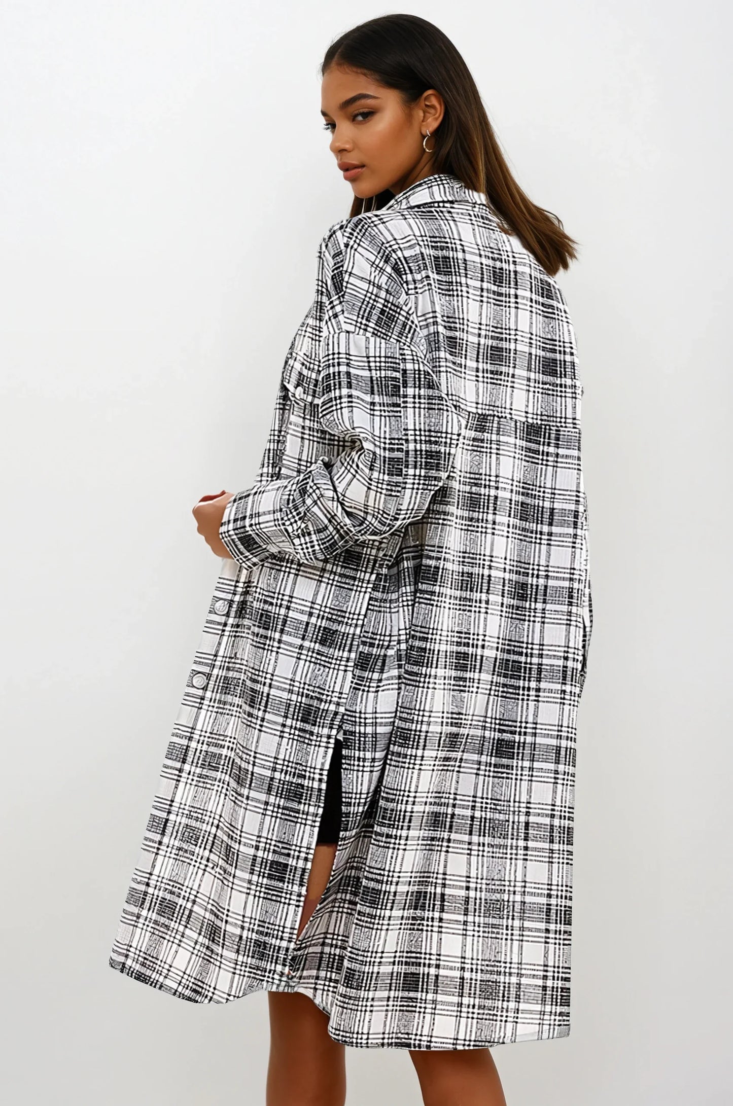Oversized Long Plaid Shacket