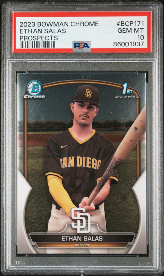 Graded 2023 Topps Bowman Chrome Ethan Salas #BCP171 Prospects Rookie RC Baseball Card PSA 10 Gem Mint