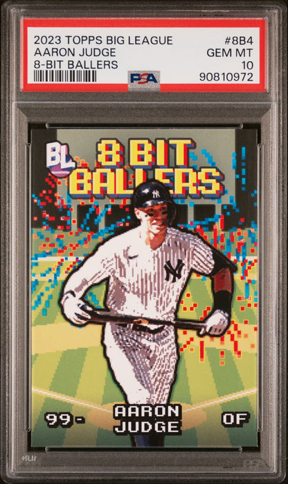 Graded 2023 Topps Big League Aaron Judge #8B4 8-Bit Ballers Baseball Card PSA 10 Gem Mint