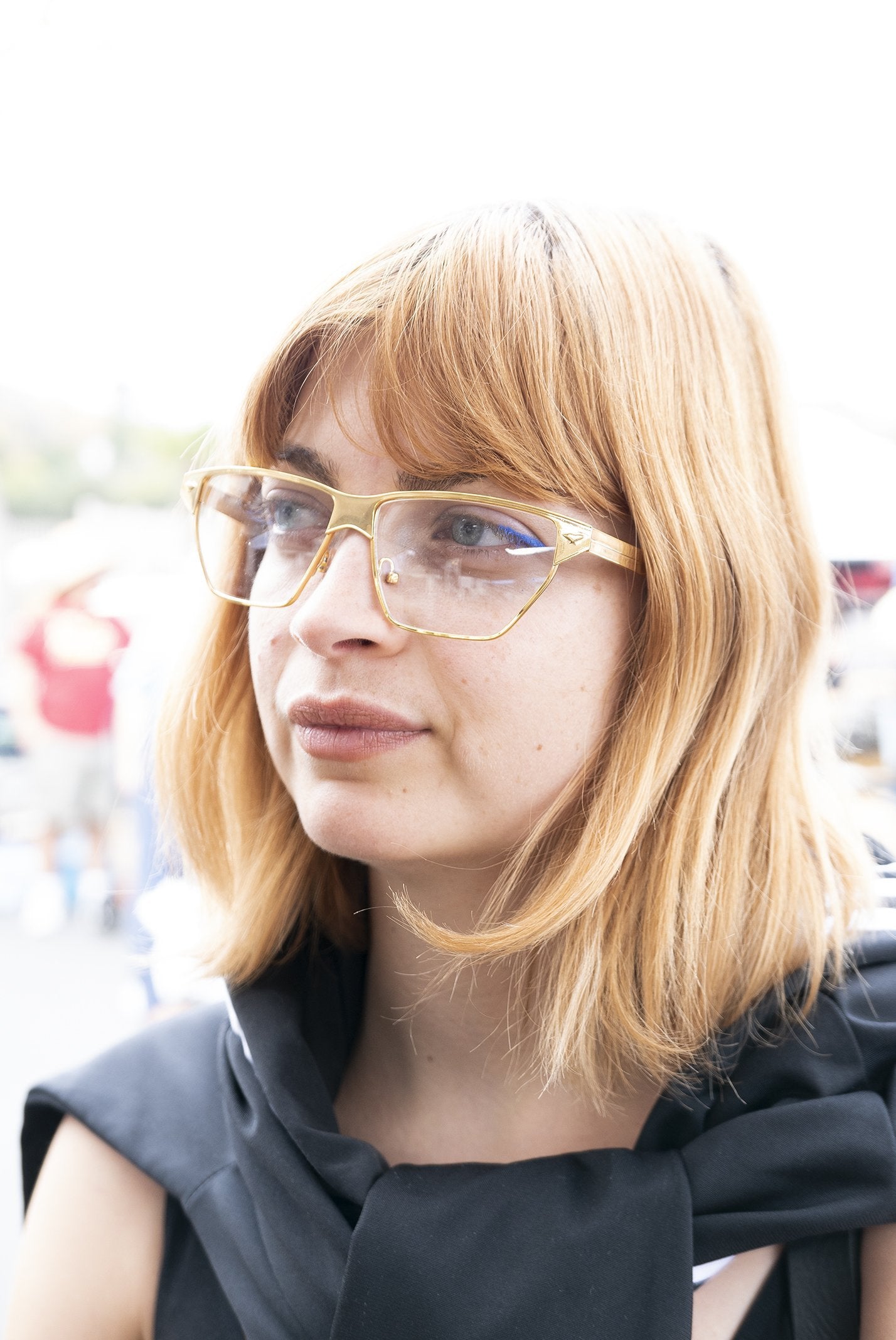 Gold Horn Rim Clear Lens Vintage 90s Optical Frame - Marco