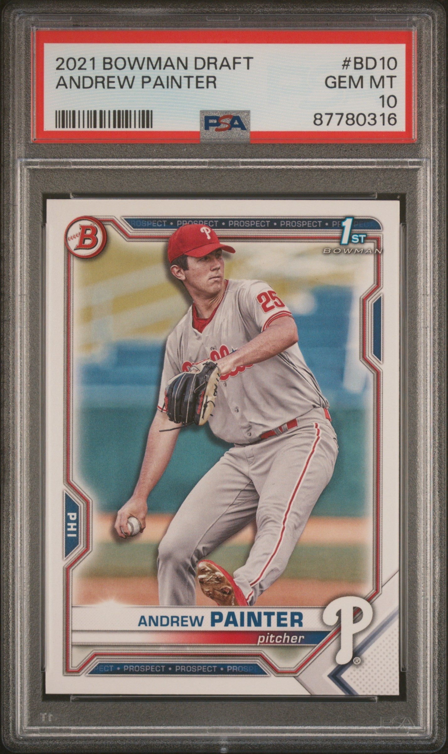 Graded 2021 Topps Bowman Draft Andrew Painter #BD10 Rookie RC Baseball Card PSA 10 Gem Mint