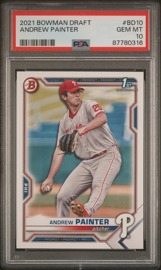 Graded 2021 Topps Bowman Draft Andrew Painter #BD10 Rookie RC Baseball Card PSA 10 Gem Mint