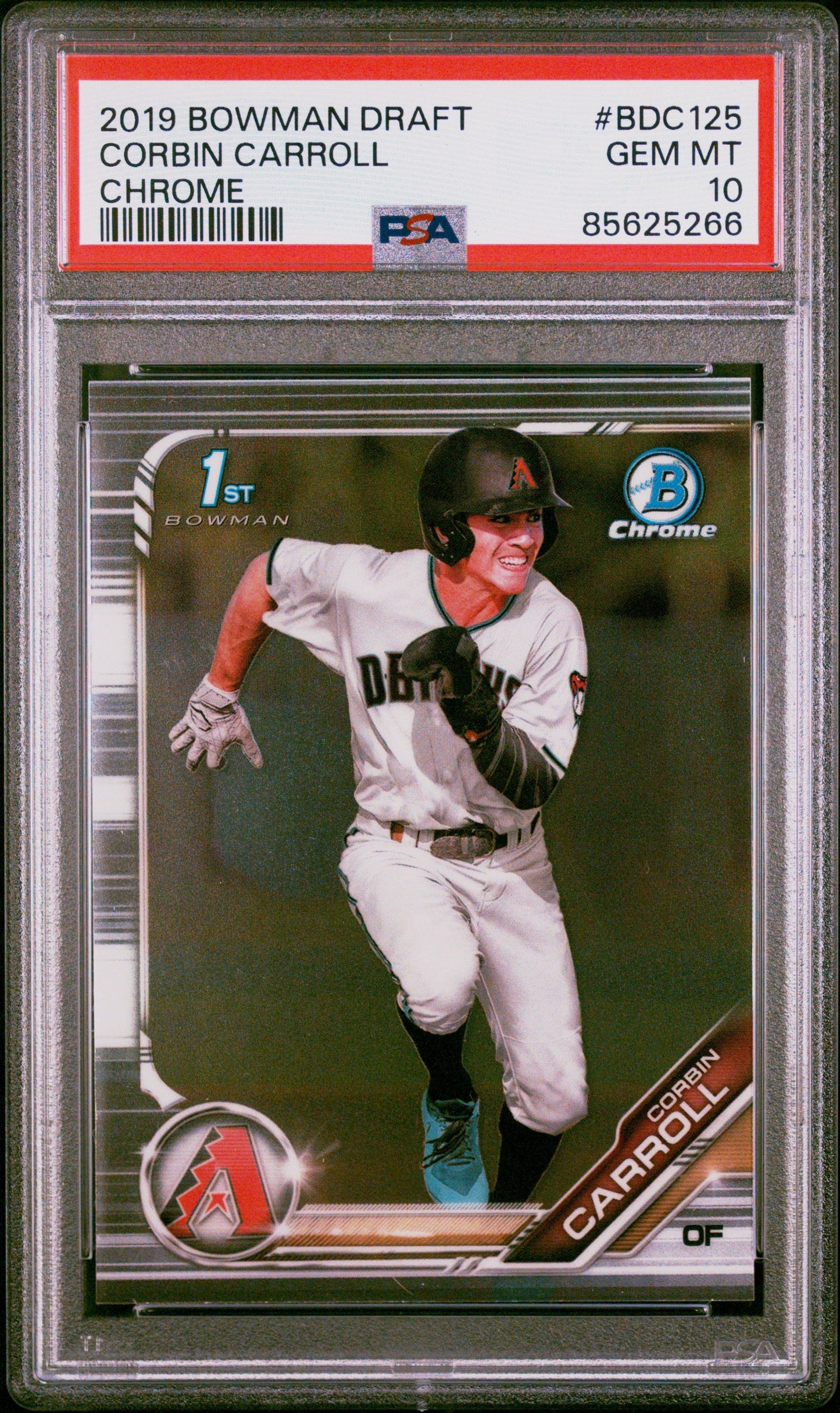 Graded 2019 Topps Bowman Draft Corbin Carroll #BDC125 Chrome Rookie RC Baseball Card PSA 10 Gem Mint