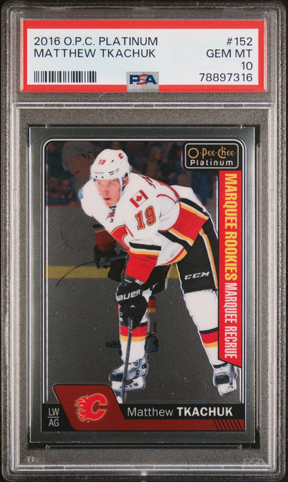 Graded 2016 UD O-Pee-Chee Platinum Matthew Tkachuk #152 Rookie RC Hockey Card PSA 10 Gem Mint