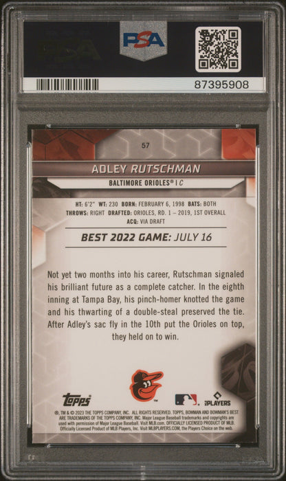 Graded 2023 Topps Bowmans Best Adley Rutschman #57 Rookie RC Baseball Card PSA 10 Gem Mint