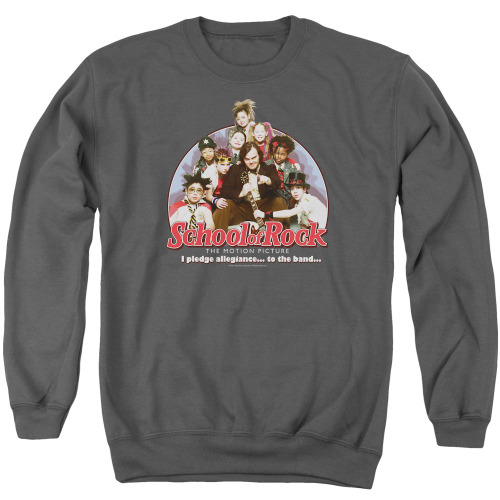 School Of Rock I Pledge Allegiance Mens Crewneck Sweatshirt Charcoal Officially Licensed