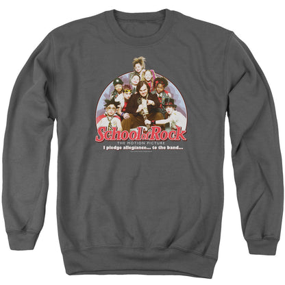 School Of Rock I Pledge Allegiance Mens Crewneck Sweatshirt Charcoal Officially Licensed