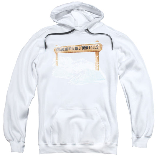 Its A Wonderful Life Bedford Falls Mens Hoodie White Officially Licensed