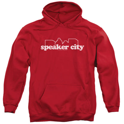 Old School Speaker City Logo Mens Hoodie Red Officially Licensed