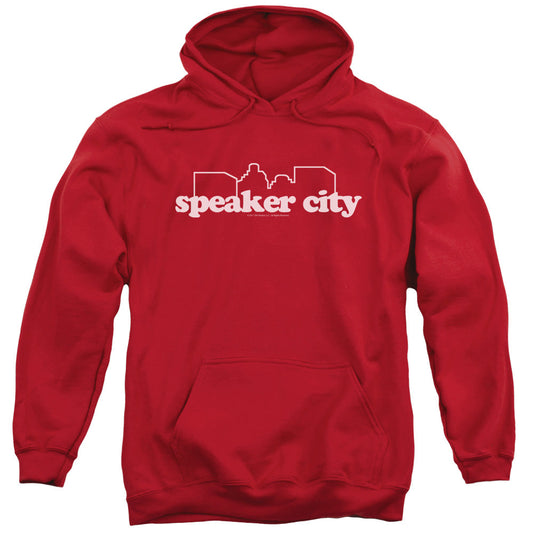 Old School Speaker City Logo Mens Hoodie Red Officially Licensed
