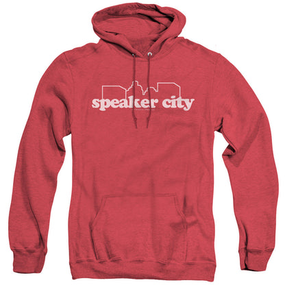 Old School Speaker City Logo Mens Heather Hoodie Red Officially Licensed
