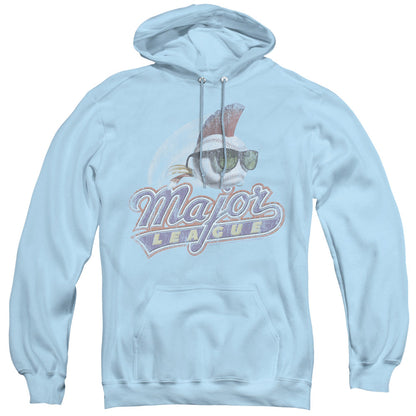 Major League Distressed Logo Mens Hoodie Light Blue Officially Licensed