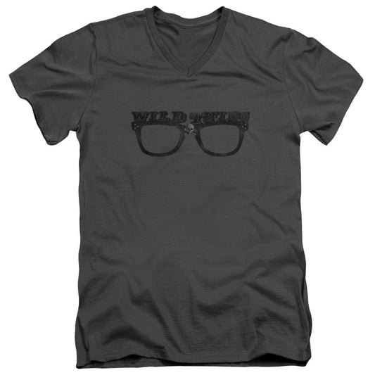 Major League Wild Thing Mens Slim Fit V-Neck T Shirt Charcoal Officially Licensed