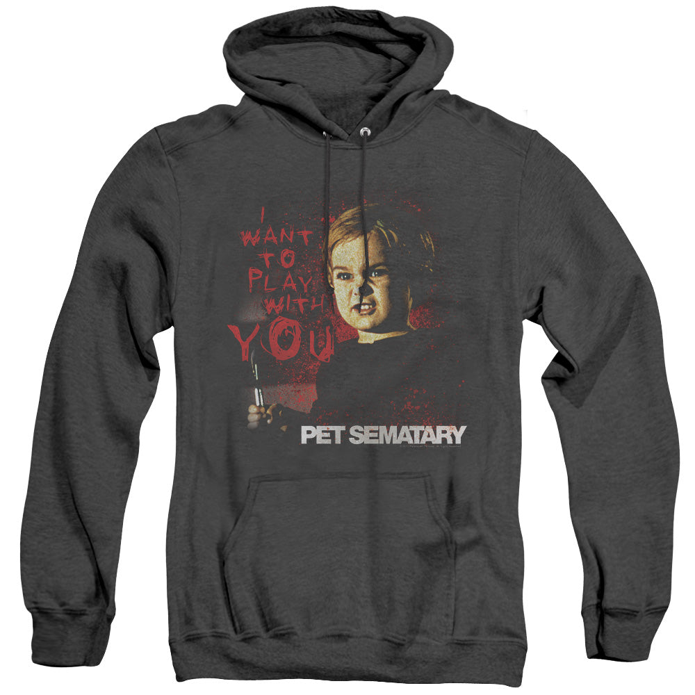 Pet Sematary I Want To Play Mens Heather Hoodie Black Officially Licensed