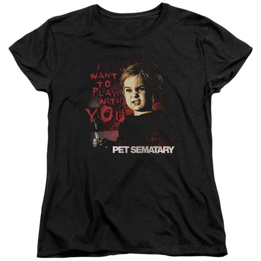Pet Sematary I Want To Play Womens T Shirt Black Officially Licensed