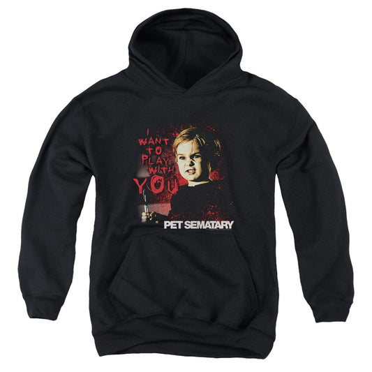 Pet Sematary I Want To Play Kids Youth Hoodie Black Officially Licensed