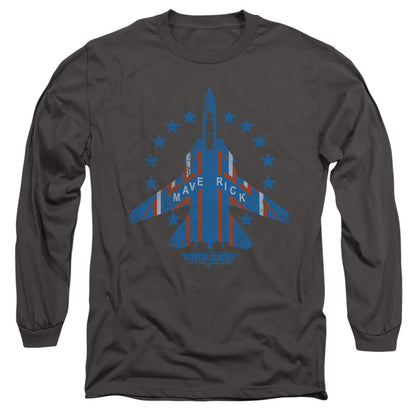 Top Gun Maverick Mens Long Sleeve Shirt Charcoal Officially Licensed