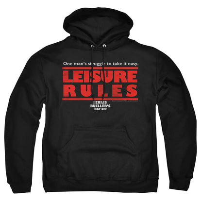 Ferris Bueller Leisure Rules Mens Hoodie Black Officially Licensed