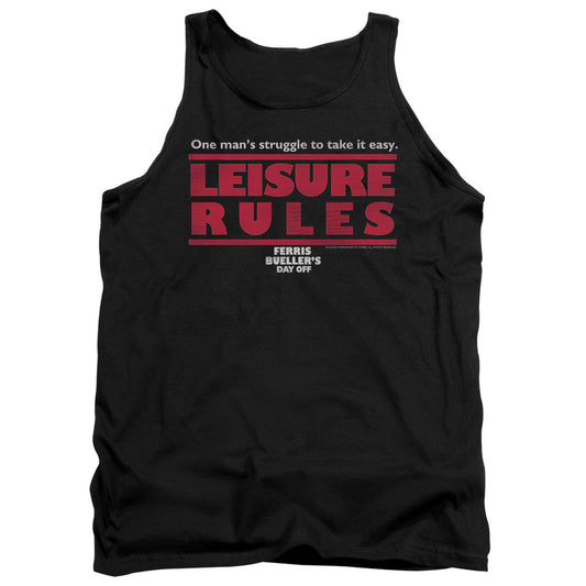 Ferris Bueller Leisure Rules Mens Tank Top Shirt Black Officially Licensed