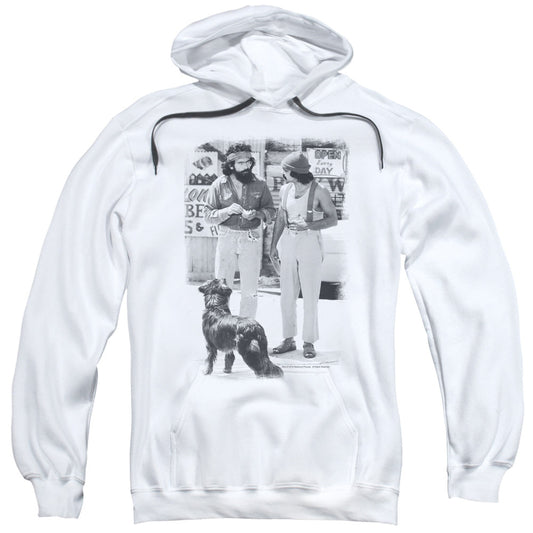 Up In Smoke Cheech Chong Dog Mens Hoodie White Officially Licensed