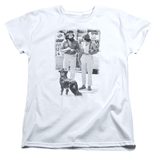 Up In Smoke Cheech Chong Dog Womens T Shirt White Officially Licensed