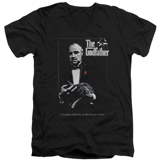 The Godfather Poster Mens Slim Fit V-Neck T Shirt Black Officially Licensed