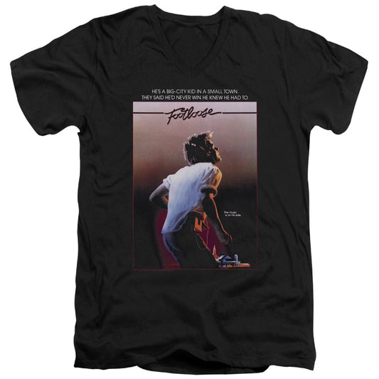 Footloose Poster Mens Slim Fit V-Neck T Shirt Black Officially Licensed