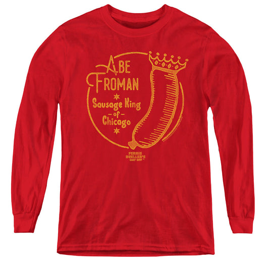 Ferris Buellers Day Off Abe Froman Long Sleeve Kids Youth T Shirt Red Officially Licensed