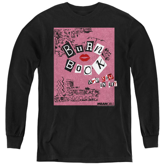 Mean Girls Burn Book Long Sleeve Kids Youth T Shirt Black Officially Licensed