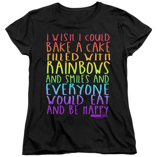Mean Girls Rainbows And Cake Womens T Shirt Black Officially Licensed