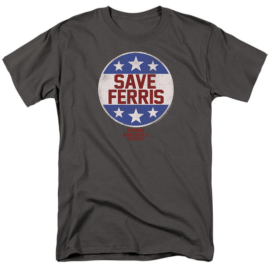 Ferris Bueller Save Ferris Badge Mens T Shirt Charcoal Officially Licensed