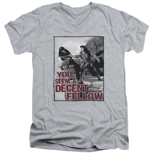 The Princess Bride Fellow Mens Slim Fit V-Neck T Shirt Athletic Heather Officially Licensed
