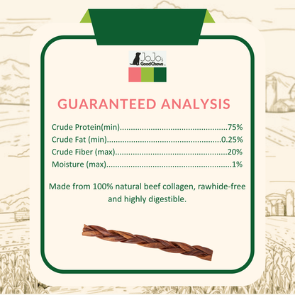 All-Natural Braided Collagen Stick Dog Treats, Supports Joint, Skin & Coat Health – 12-Inch Standard (25/Case)