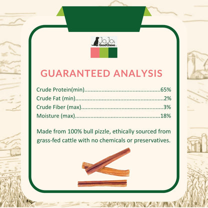 All-Natural Beef Bully Stick Dog Treats, High Protein & Long-Lasting Chews – 6-Inch Thick (25/case)