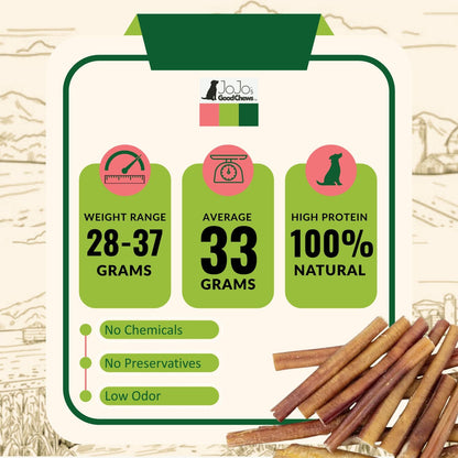 All-Natural Beef Bully Stick Dog Treats, High Protein & Long-Lasting Chews – 6-Inch Thick (25/case)