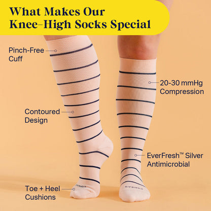 Knee-High Compression Socks - Stripes (20-30 mmHg)