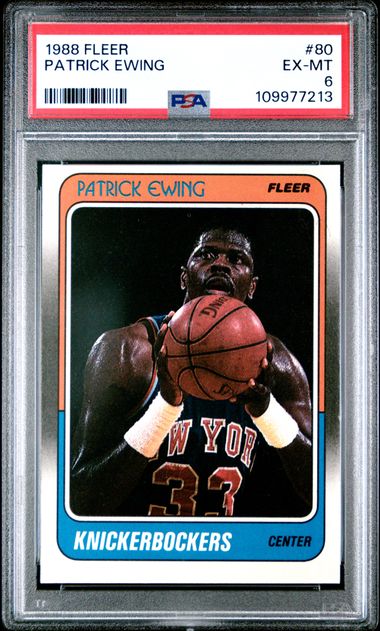 Graded 1988 Fleer Patrick Ewing #80 Basketball Card PSA 6 EX-MT