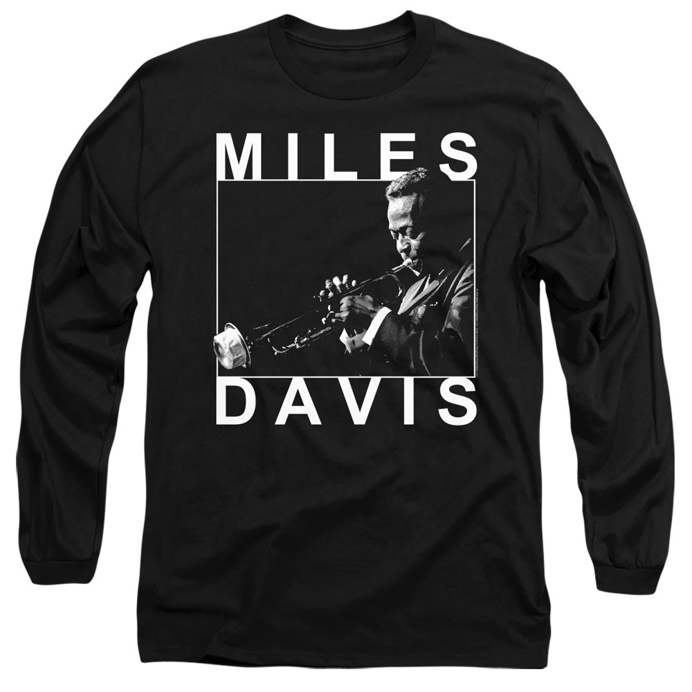 Miles Davis Monochrome Mens Long Sleeve Shirt Black Officially Licensed