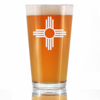 New Mexico Flag Pint Glass for Beer - State Themed Drinking Decor and Gifts for New Mexican Women & Men - 16 Oz Glasses