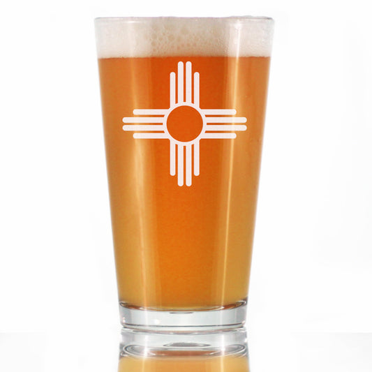 New Mexico Flag Pint Glass for Beer - State Themed Drinking Decor and Gifts for New Mexican Women & Men - 16 Oz Glasses