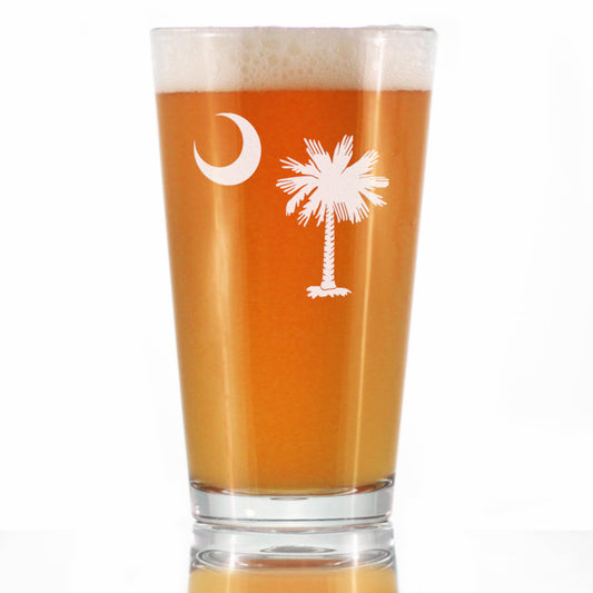 South Carolina Flag Pint Glass for Beer - State Themed Drinking Decor and Gifts for South Carolinian Women & Men - 16 Oz Glasses