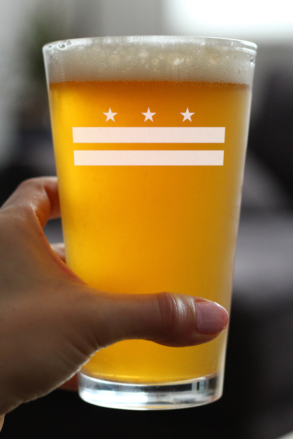 Washington DC Flag Pint Glass for Beer - State Themed Drinking Decor and Gifts for Washingtonian Women & Men - 16 Oz Glasses