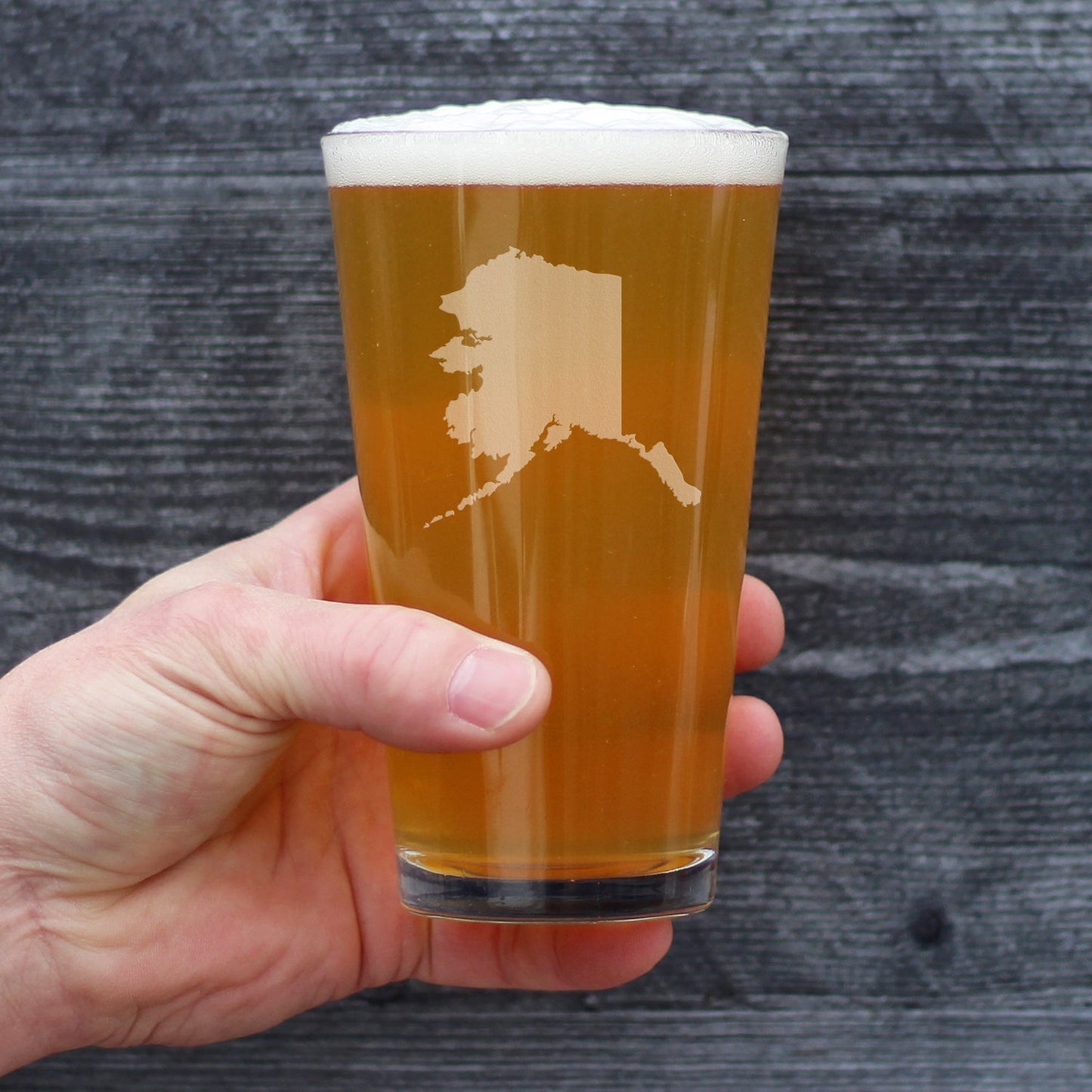 Alaska State Outline Pint Glass for Beer - State Themed Drinking Decor and Gifts for Alaskan Women & Men - 16 Oz Glasses
