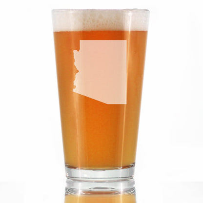 Arizona State Outline Pint Glass for Beer - State Themed Drinking Decor and Gifts for Arizonan Women & Men - 16 Oz Glasses