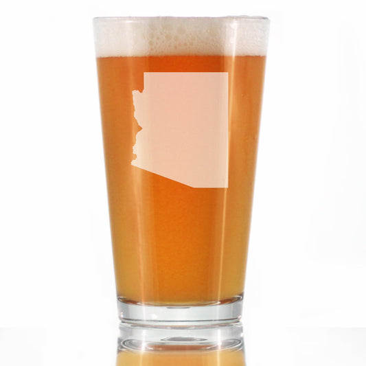 Arizona State Outline Pint Glass for Beer - State Themed Drinking Decor and Gifts for Arizonan Women & Men - 16 Oz Glasses